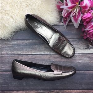 Prada Leather Penny Loafers Driving Moccasins